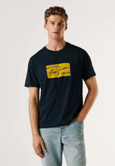 PEPE JEANS BASIC SUEN TEE WITH PRINTED LOGO | NAVY
