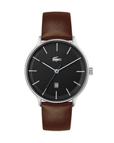 LACOSTE MEN'S BLACK DIAL BROWN LEATHER WATCH