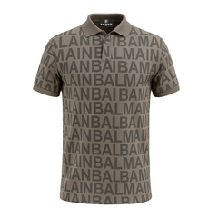 BALMAIN PARIS PREMIUM MEN'S PRINTED POLO SHIRT | BROWN