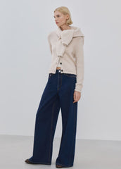 MANGO WOMEN’S WIDE LEG MID-RISE JEANS - CLASSIC BLUE