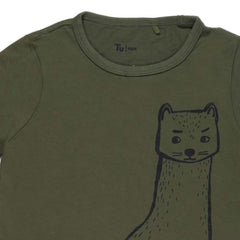 T.U-K.I.D.S STOATALLY AWEOME CAT LOGO T-SHIRT | D.GREEN