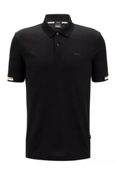 HUGO BOSS REGULAR-FIT POLO SHIRT WITH EMBROIDERED LOGO | BLACK