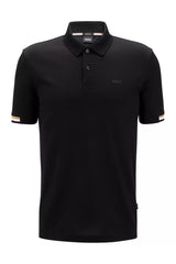 HUGO BOSS REGULAR-FIT POLO SHIRT WITH EMBROIDERED LOGO | BLACK