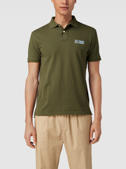 HUGO BOSS COTTON - PIQUE POLO SHIRT WITH LOGO PRINT | OLIVE GREEN