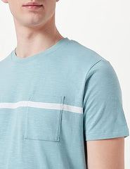 ESPRIT-MENS PREMIUM-SKY BLUE T-SHIRT WITH WHITE CHEST STRIP