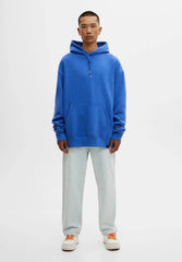 PULL & BEAR BASIC HOODIE UNISEX | BLUE DENIM