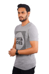 JACK & JONES LOGO PRINT MEN T-SHIRT | GREY