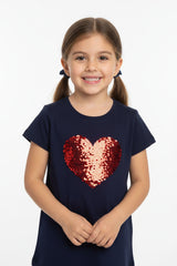 OVS KIDS HEART EMBROIDERED LOGO T-SHIRT | D.BLUE
