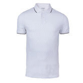 JULES-DOTTED PRINT-RIBBED-SHORT SLEEVE-POLO SHIRT | WHITE
