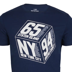 WHAT'S TODAY-CLASSIC GRAPHICAL PRINTED T-SHIRT | DARK BLUE