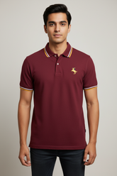 GIORDANO EMBROIDERY SHIRT 3D LION POLO MEN | MAROON