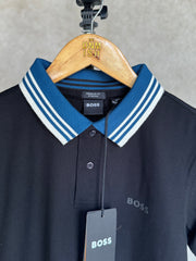 HUGO BOSS REGULAR-FIT POLO SHIRT WITH BOSS LOGO | BLACK