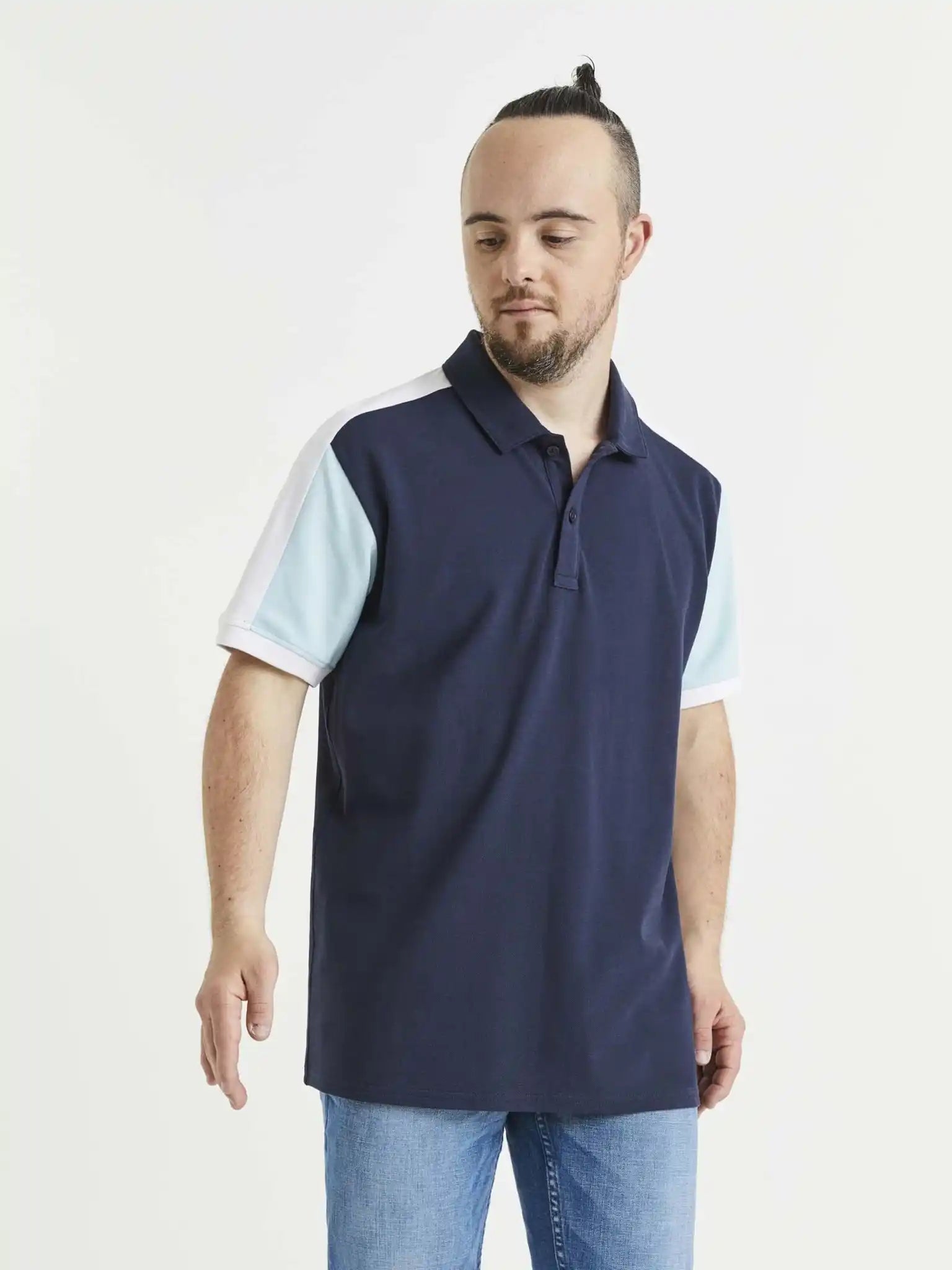 CELIO Men's Premium Polo Shirt – Navy & White Polo for Men