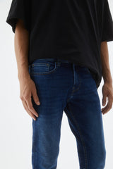 PULL & BEAR SLIM FIT DENIM JEANS MENS | DARK BLUE