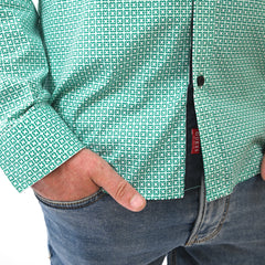 GUESS-LOS ANGELES-PRINTED-SLIM FIT-CASUAL SHIRT | GREEN
