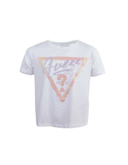Guess Kids White T-Shirt with Graphic Logo – Soft cotton short-sleeve tee for boys & girls. Trendy, comfortable, and perfect for everyday wear. Shop now!