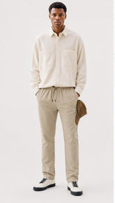 PULL & BEAR LIGHTWEIGHT SOFT FIT TROUSERS | BEIGE