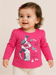 YOUNG DIMENSION GIRLS LET’S BE FRIENDS GRAPHIC LONG SLEEVE T-SHIRT | PINK