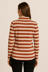 LAURA TORELLI STRIPTED PRINTED WOMEN'S TOP | RED / WHITE