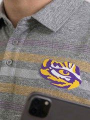 CAPTIVATING STRIPED POLO WITH SNAK LOGO | GREY