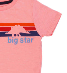 BIG STAR multicolor boys' t shirt in pink with a round neck design.