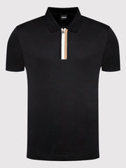 HUGO BOSS MERCERISED-COTTON POLO SHIRT | BLACK