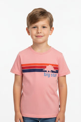 BIG STAR multicolor boys' t shirt in pink with a round neck design.