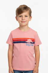 BIG STAR multicolor boys' t shirt in pink with a round neck design.