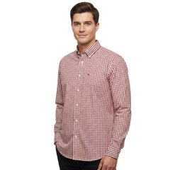 TOMMY HILFIGER MEN’S SLIM FIT RED STRIPED SHIRT | WHITE