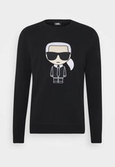 KARL LAGERFELD PRE-OWNED SWEATSHIRT - EMBROIDERED & LEATHER | BLACK