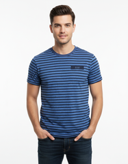 G-STAR RAW MEN’S PREMIUM STRIPED COTTON T-SHIRT | BLUE