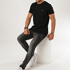 DIESEL. ROUND NECK FLEXIBLE-PLAIN T-SHIRT | BLACK
