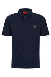 HUGO BOSS INTERLOCK-COTTON POLO SHIRT WITH FRAMED LOGO | NAVY