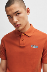 HUGO BOSS COTTON - PIQUE POLO SHIRT WITH LOGO PRINT | WINE COLOR
