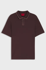 HUGO BOSS LUXURY CUXURY COTTON POLO SHIRT WITH CONTRAST TRIMS | DARK MAROON