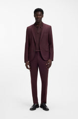 HUGO BOSS LUXURY CUXURY COTTON POLO SHIRT WITH CONTRAST TRIMS | DARK MAROON