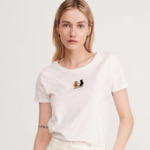 RESERVED T-SHIRT WITH MINIMALIST EMBROIDERY | CREAM / OFF WHITE