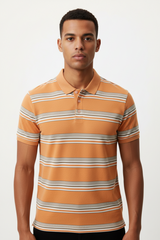 JACK & JONES – RETRO STRIPED SLIM POLO SHIRT | ORANGE