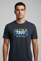 JACK & JONES PRINTED LOGO T- SHIRT | DARK GREY