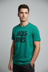 JACK & JONES PRINTED LOGO T- SHIRT | GREEN