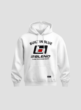 BLEND “BUILT IN BLUE ” WHITE HOODIE-BOLD STREETWEAR STATEMENT
