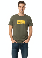 PEPE JEANS COTTON T-SHIRT WITH PRINTED LOGO | OLIVE GREEN