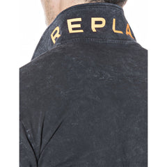 REPLAY DYED C0TT0N PIQUET LONG SLEEVE POLO | GREY / BLACK
