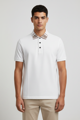 BURBERRY CLASSIC COTTON SILK POLO SHIRT | WHITE