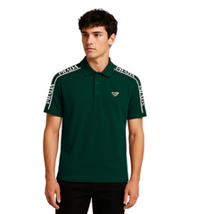 PRADA PIQUE MEN'S PLAIN TRIANGLE LOGO POLO | GREEN