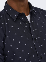 O.N.L.Y & S.O.N.S-SLIM FIT SHIRT-MEN | CHARCOAL BLACK
