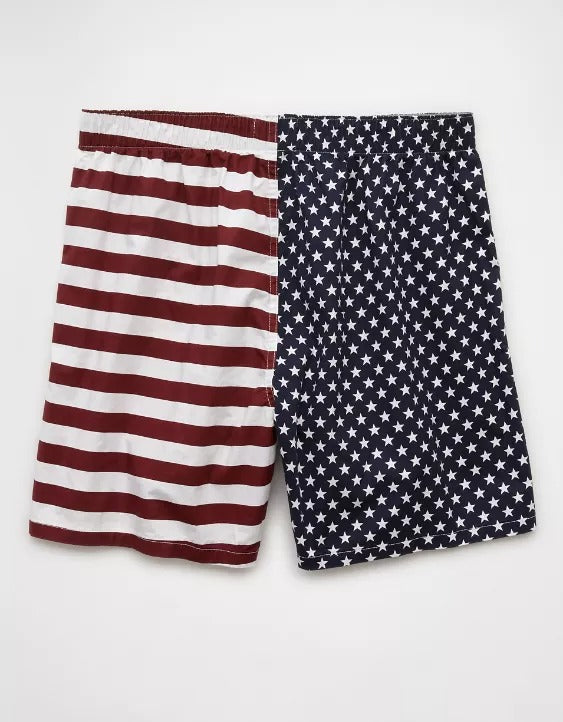 AMERICAN EAGLE MEN'S USA STARS & STRIPES STRETCH BOXER SHORT | NAVY
