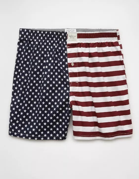 AMERICAN EAGLE MEN'S USA STARS & STRIPES STRETCH BOXER SHORT | NAVY