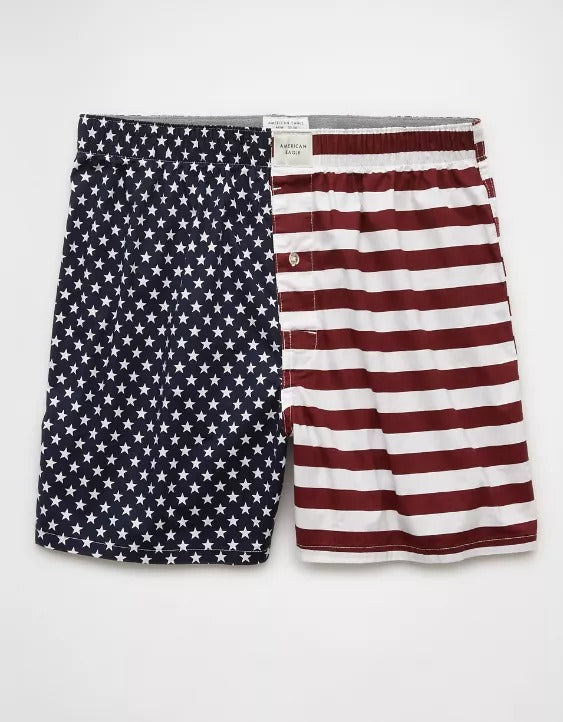 AMERICAN EAGLE MEN'S USA STARS & STRIPES STRETCH BOXER SHORT | NAVY