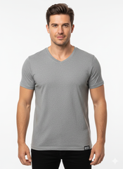 DIESEL MEN’S PREMIUM GREY  V-NECK COTTON T-SHIRT